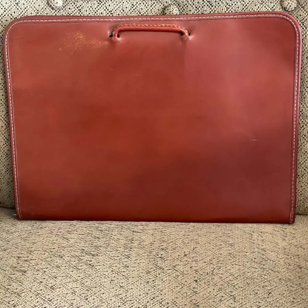 VTG. Leathercraft Split Cowhide Leather Briefcase Portfolio Retractable Handles